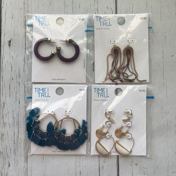 NWT- Time and Tru Hypo-Allergenic Bundle of Statement Earrings Gold/Fall Colors - Picture 1 of 5